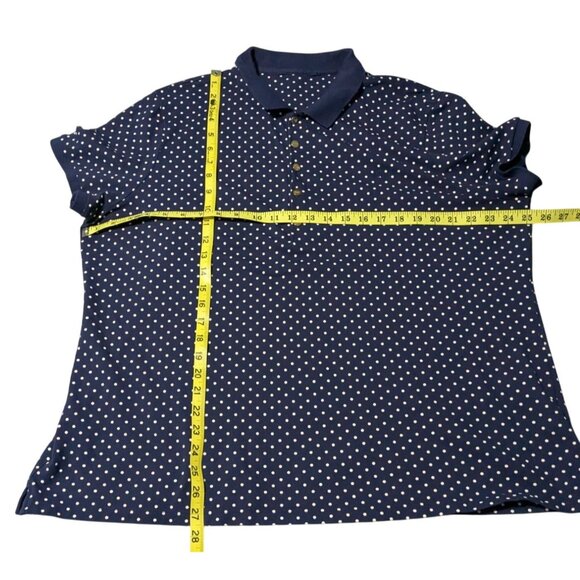 Ralph Lauren Navy Polka Dot Polo Shirt W/ Gold RL Buttons Short Sleeve 100% Cott - Picture 5 of 15